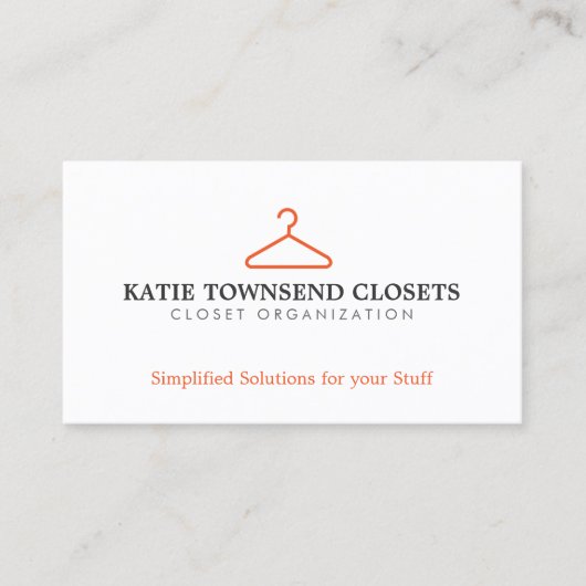 衣料品用シンプルハンガーロゴ、ドライクリーナー 名刺 (正面)