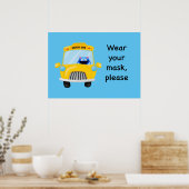 衣服お前のマスクお願いスクールバスのモンスター ポスター (キッチン)