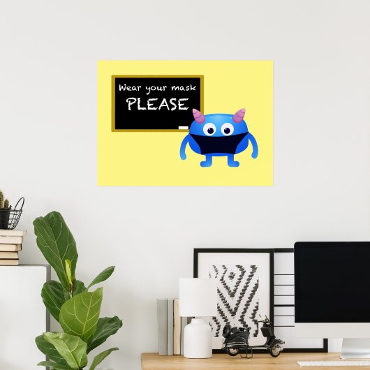 衣服お前のマスクお願い黒板モンスター ポスター (ホームオフィス)