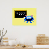 衣服お前のマスクお願い黒板モンスター ポスター (キッチン)