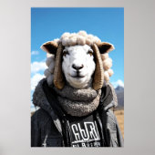 衣服の擬人化された羊 | AI Art ポスター (正面)