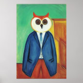 衣服の擬人化フクロウ | AIアートポスター ポスター (正面)