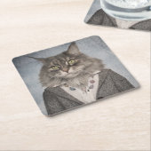 衣服の猫 スクエアペーパーコースター (アングル)