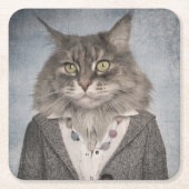 衣服の猫 スクエアペーパーコースター (正面)