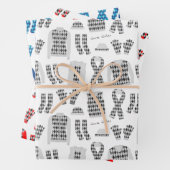 衣服アーガイルイラストレーショングレーレッドとブルー ラッピングペーパーシート (インサイチュ)