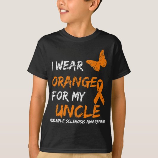 衣服オレンジの私の叔父の多発性硬化症リボン Tシャツ (正面)