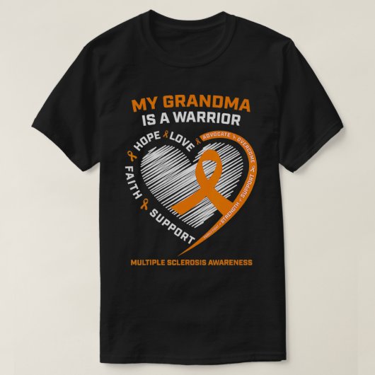 衣服オレンジ多発性硬化症認識度MS Warrio Tシャツ (デザイン正面)