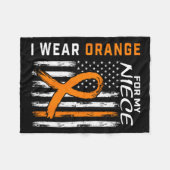 衣服オレンジ姪多発性硬化症Msフラッグギフト フリースブランケット (正面(横))