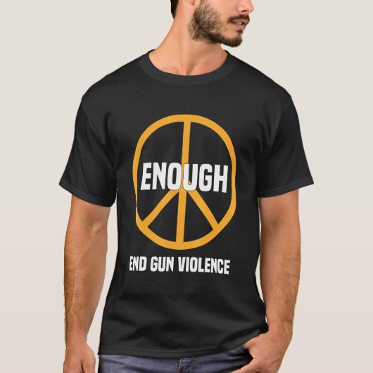 衣服オレンジ平和サイン十分な終了銃暴力アリ Tシャツ (正面)