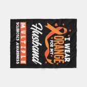 衣服オレンジ私の夫の多発性硬化症の戦争 フリースブランケット (正面(横))