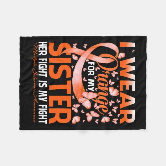 衣服オレンジ私の妹の多発性硬化症を認識 フリースブランケット (正面(横))