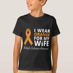 衣服オレンジ私の妻Ms認識度リボン Tシャツ
