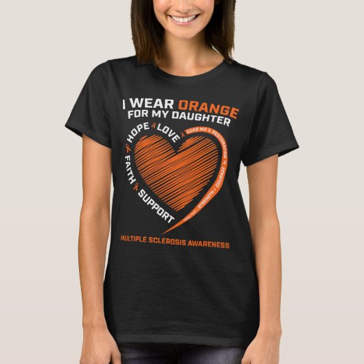 衣服オレンジ私の娘のための多発性硬化症Awa Tシャツ (正面)