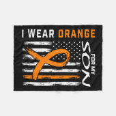 衣服オレンジ私の息子の白血病がん認識度U フリースブランケット (正面(横))