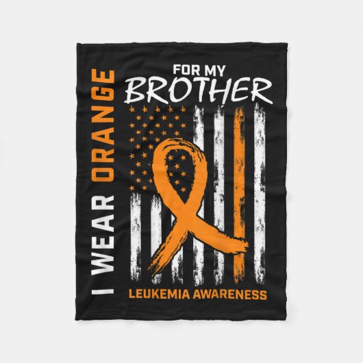 衣服オレンジfor Brother Leukemia認識度アメリカ フリースブランケット (正面)
