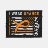 衣服オレンジI'm a Warrior Leukemia認識度アメリ フリースブランケット (正面(横))