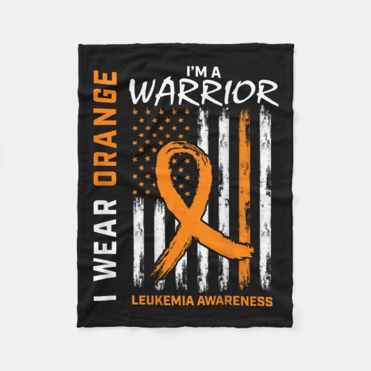 衣服オレンジI'm a Warrior Leukemia認識度アメリ フリースブランケット (正面)