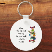 衣服オールドコ買ート新しいブックキュートガール読ズ引用文 キーホルダー (正面)