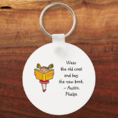 衣服オールドコ買ート新しいブックキュートガール読ズ引用文 キーホルダー (正面)