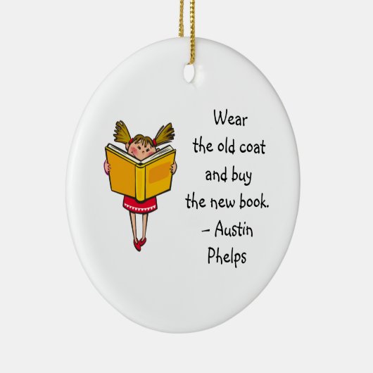 衣服オールドコ買ート新しいブックキュートガール読ズ引用文 セラミックオーナメント (右)