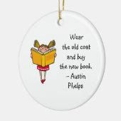 衣服オールドコ買ート新しいブックキュートガール読ズ引用文 セラミックオーナメント (左)