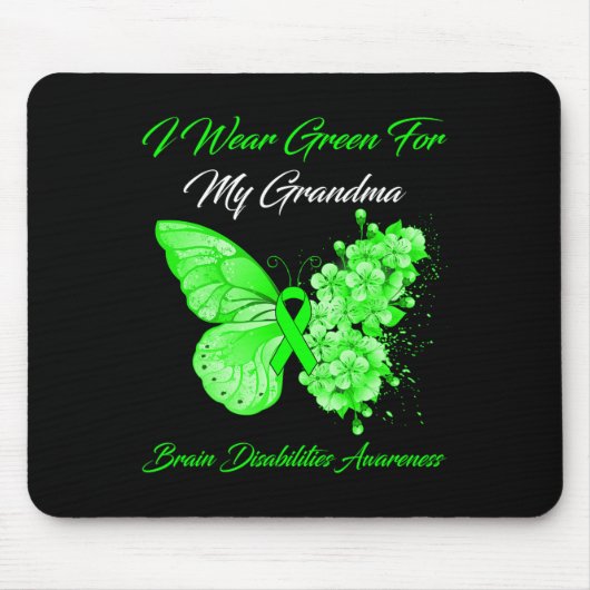 衣服グリーンおばあちゃんの脳障害あわ マウスパッド (正面)