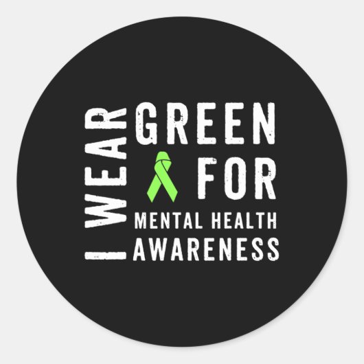衣服グリーン(メンタルヘルス認識度月) ラウンドシール (正面)
