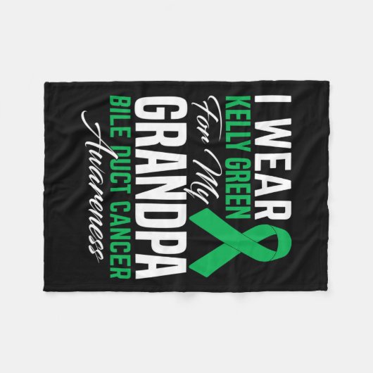 衣服ケリーグリーン私のおじいちゃん胆管がんA フリースブランケット (正面(横))