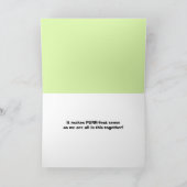 衣服コロナウイルスのかわいい猫マスク顔 カード (内部)