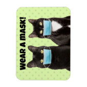 衣服コロナウイルスのかわいい猫マスク顔 マグネット (縦)