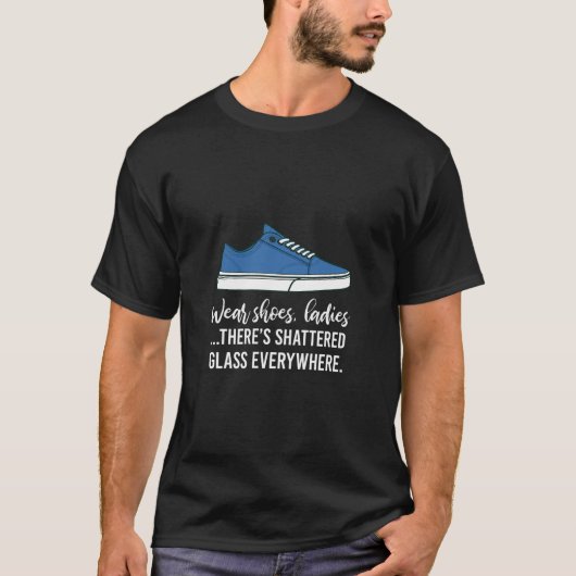 衣服シューズレディース粉々のガラスが Tシャツ (正面)