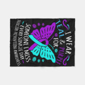 衣服ティール(緑がかった色)とパープルハッピー自殺認識度スーポ フリースブランケット (正面(横))