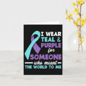 衣服ティール（緑がかった色）とパープル私は自殺Prを愛する人 カード (黄色い花)