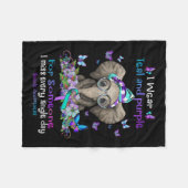 衣服ティール(緑がかった色)と紫の自殺認識度ゾウ里 フリースブランケット (正面(横))