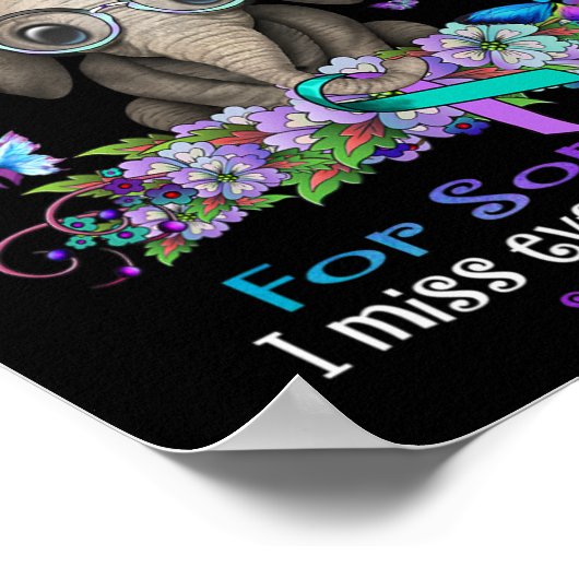 衣服ティール（緑がかった色）と紫の自殺認識度ゾウ里 ポスター (角)