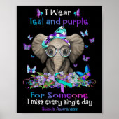 衣服ティール（緑がかった色）と紫の自殺認識度ゾウ里 ポスター (正面)