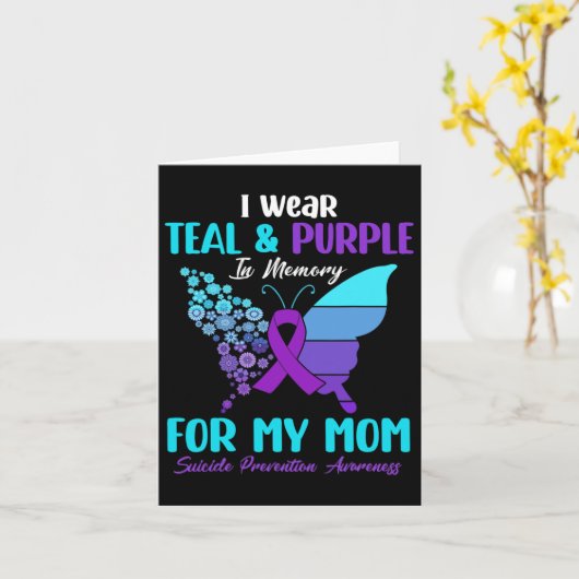 衣服ティール（緑がかった色）と紫ママ自殺の記憶の前 カード (黄色い花)