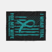 衣服ティール（緑がかった色）リボン妻卵巣がん認識度Fla フリースブランケット (正面(横))