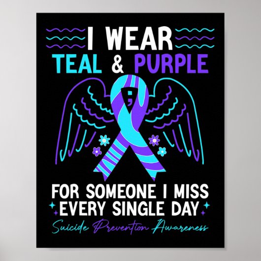 衣服ティール(緑がかった色)及び自殺防止用パープル ポスター (正面)