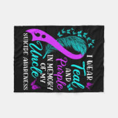 衣服ティール(緑がかった色)紫の私の叔父の自殺Awaの記憶 フリースブランケット (正面(横))