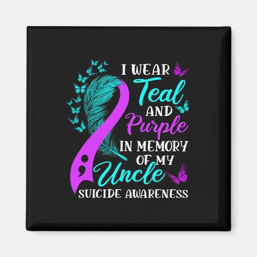 衣服ティール(緑がかった色)紫の私の叔父の自殺Awaの記憶 マグネット (正面)