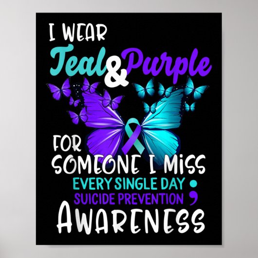 衣服ティール（緑がかった色）紫の自殺防止認識度一部 ポスター (正面)