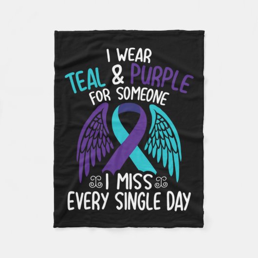 衣服ティール（緑がかった色）&amp；すべてのSiの誰かのための紫の フリースブランケット (正面)