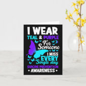 衣服ティール(緑がかった色)&;私の自殺のためのパープル恋しく思 カード (黄色い花)