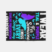 衣服ティール（緑がかった色）&amp；私の自殺のためのパープル恋しく思 フリースブランケット (正面(横))