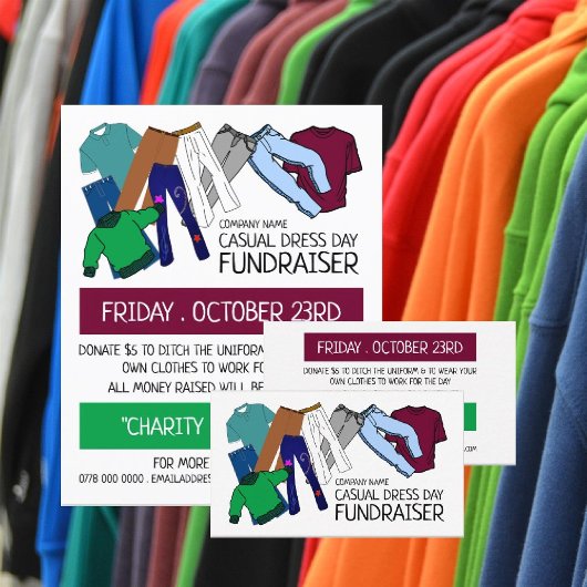 衣服デザイン、 Casual Dress Day ファンドレイズ広告 チラシ