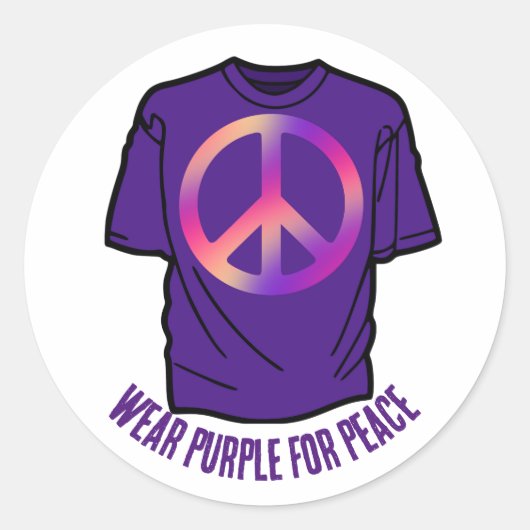 衣服パープル平和の日 ラウンドシール (正面)