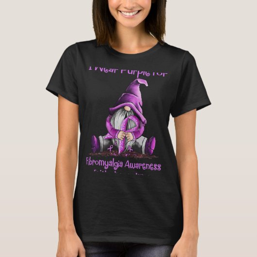 衣服パープル格言リボン線維筋痛認識度 Tシャツ (正面)