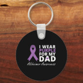 衣服パープル私のパパリボンファミリーラブウォリアー キーホルダー (正面)