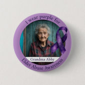 衣服パープル高齢者虐待認識度写真 缶バッジ (正面)